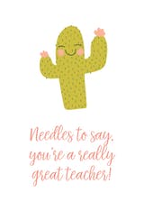 Happy Cactus - Thank You Card For Teacher